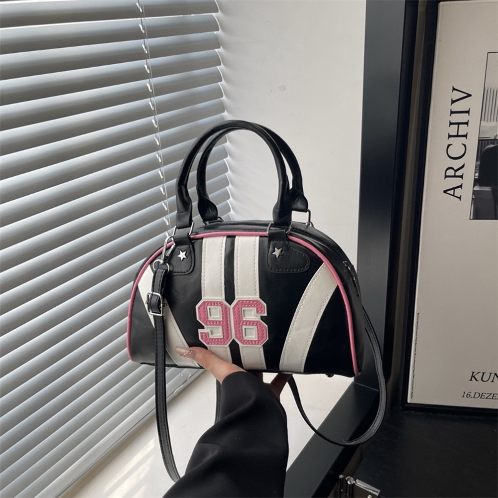 Y2K faux leather boston bag Shoulder Bowling Bag